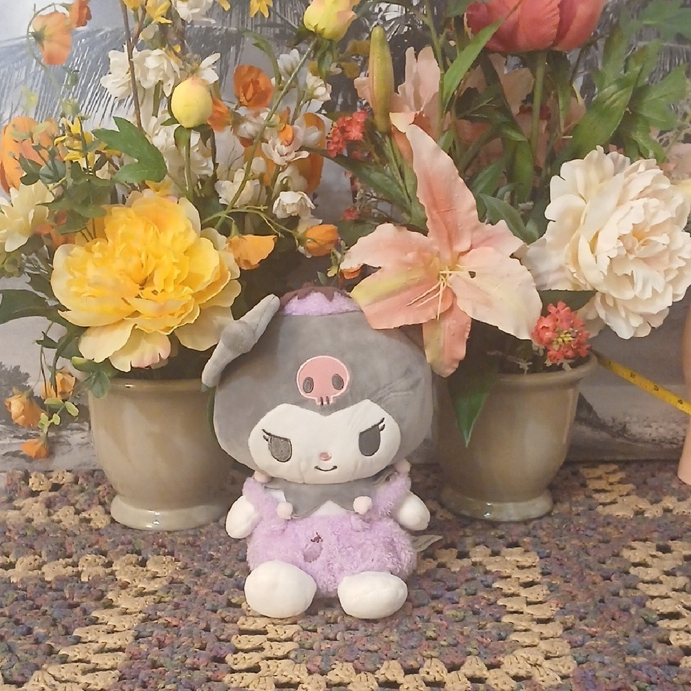 Cute Kuromi Gray and Pink Plush Toy 8in